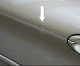 Car door with dent